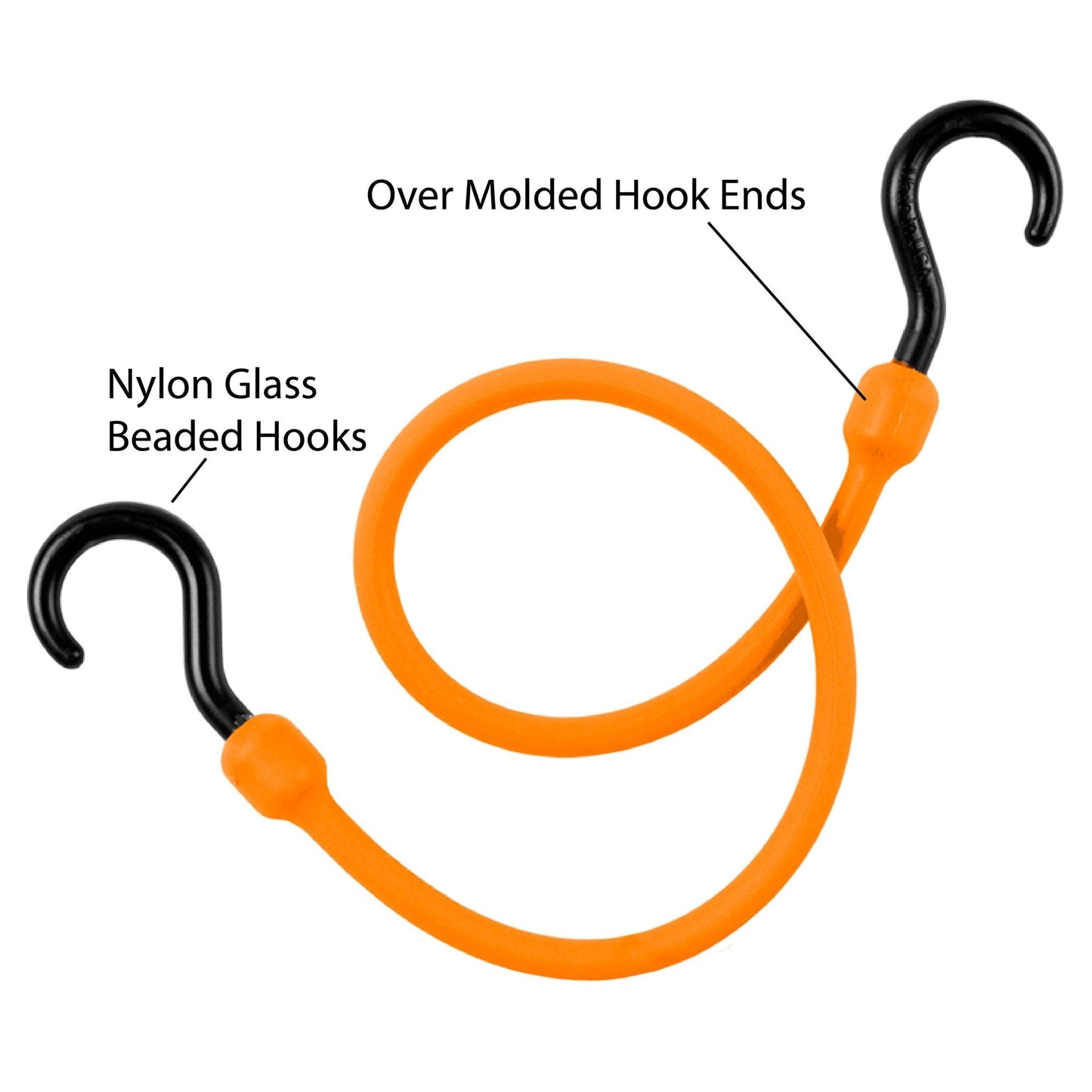 12" Heavy Duty Poly Bungee Cord 4 Pack
