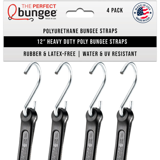 12" Heavy Duty Poly Bungee Strap 4 Pack