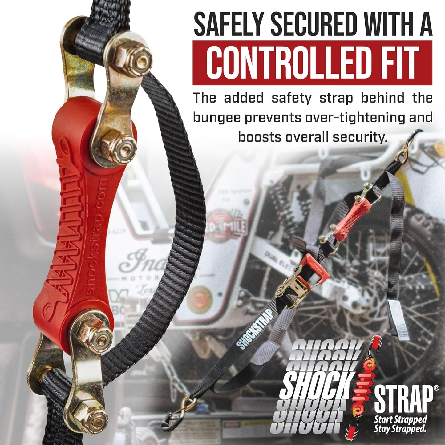 SHOCKSTRAP 15 ft x 1.5 in Ratchet Strap with Clip Hooks | Constant Tension | 3,000 lb Break Strength | 1,000 lb Working Load Limit
