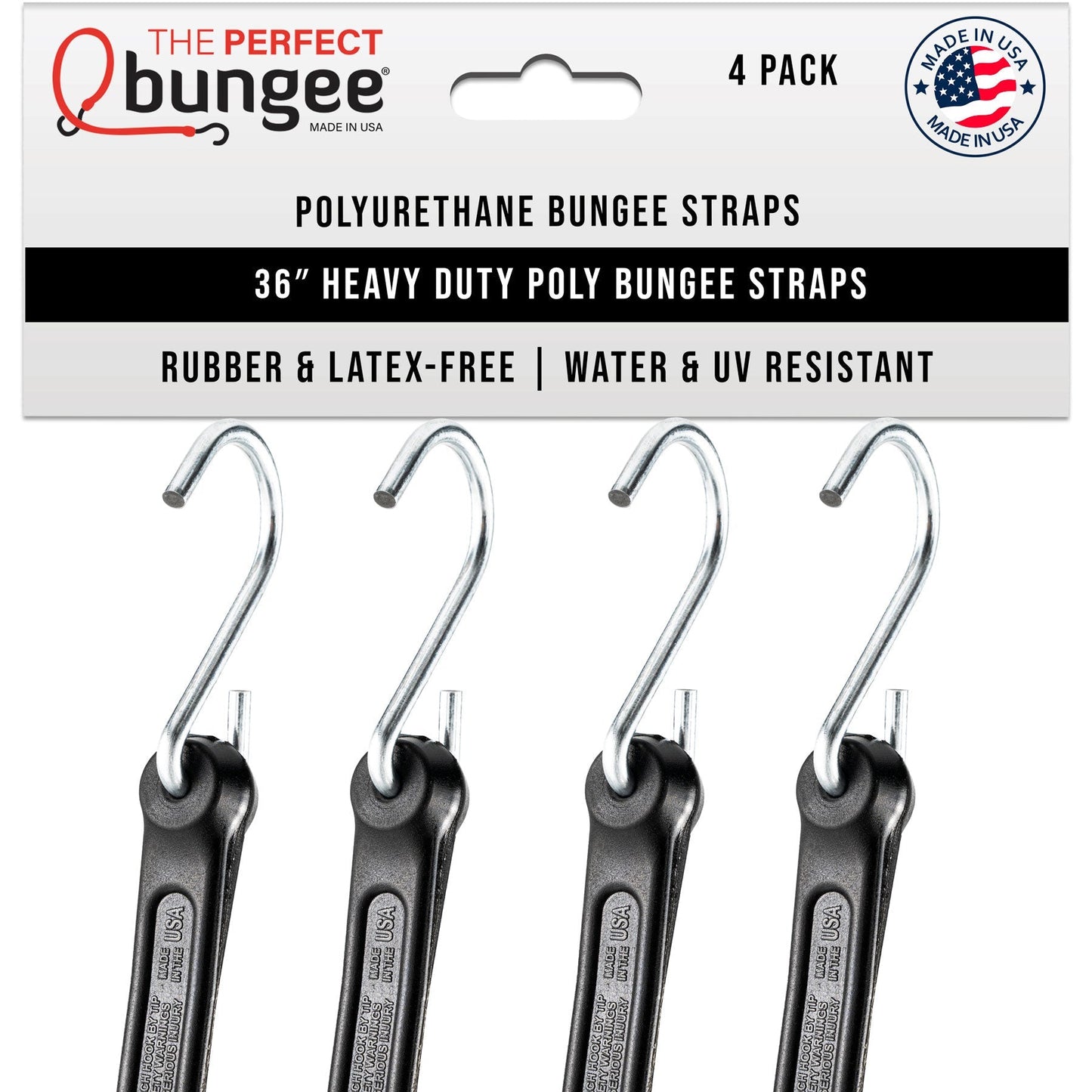 36" Heavy Duty Poly Bungee Strap 4 Pack