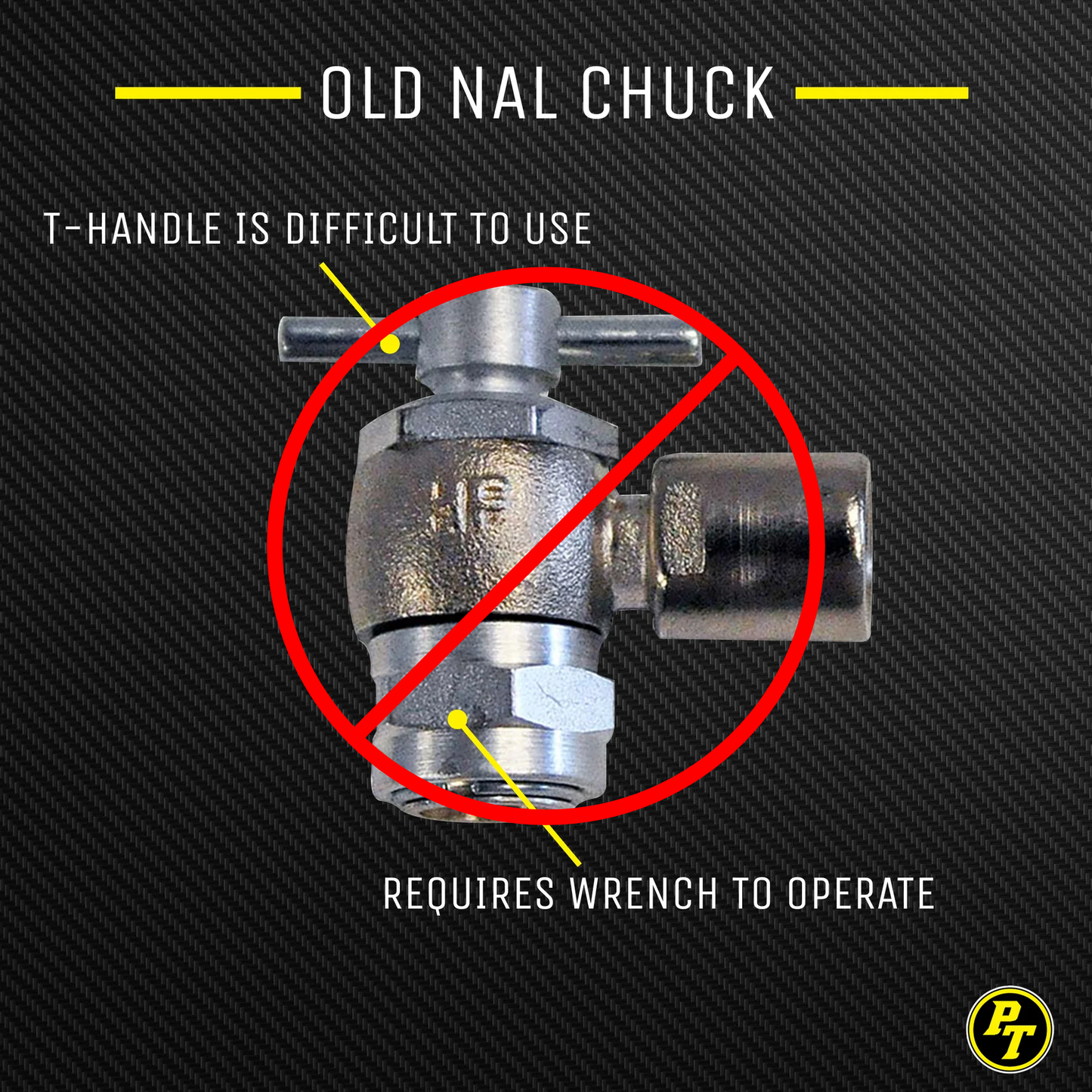 PT Shock Chuck™ - No Air Loss Tire and Shock chuck for hi-pressure applications - 1000 psi WP