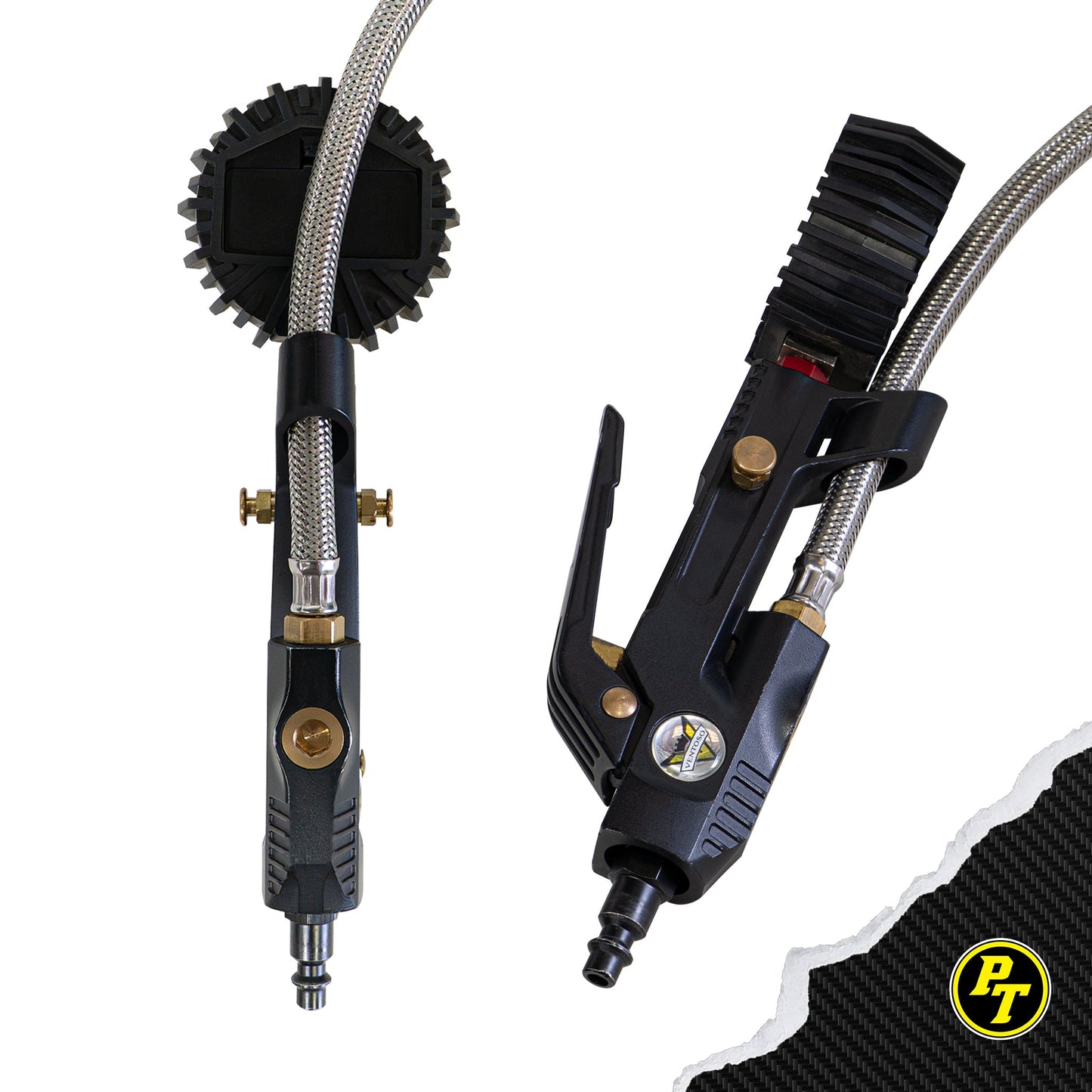 Big Kahuna Analog - Ventoso™ RED Tire Inflator with Gauge, 6 ft. Hose, and Quick-Switch Chucks