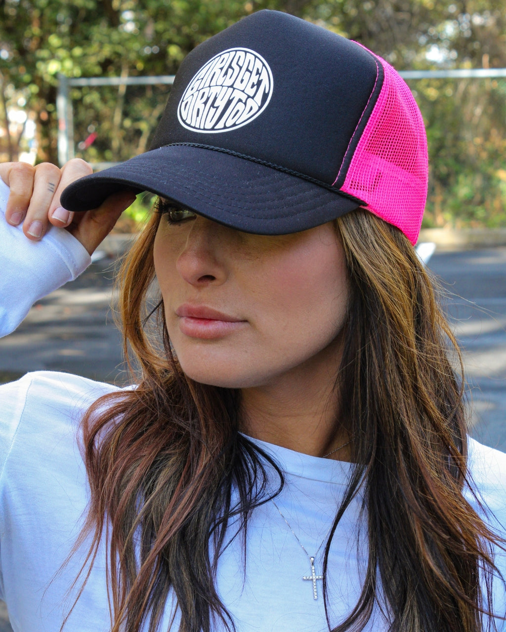 Squishy Trucker Hat - Neon Pink/Black