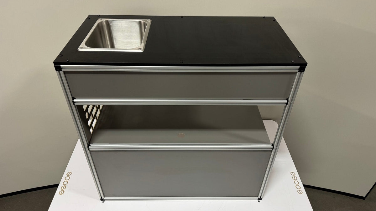 Goose Gear Camper System - Midsize Truck 6Ft Bed - Passenger Side Front Sink and Storage Utility Module